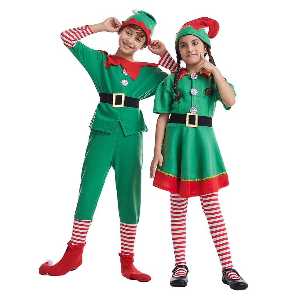 jultomten Alf Klänningar Kläder Semester klänning Alvdräkt Herr Pojkar Jul Karnival Maskerad Maskerad Cosplay kostym Jul Vuxna Fest Jul Semester Topp Byxor Skärp Strumpor Hatt 2025 - $53.99 –P13