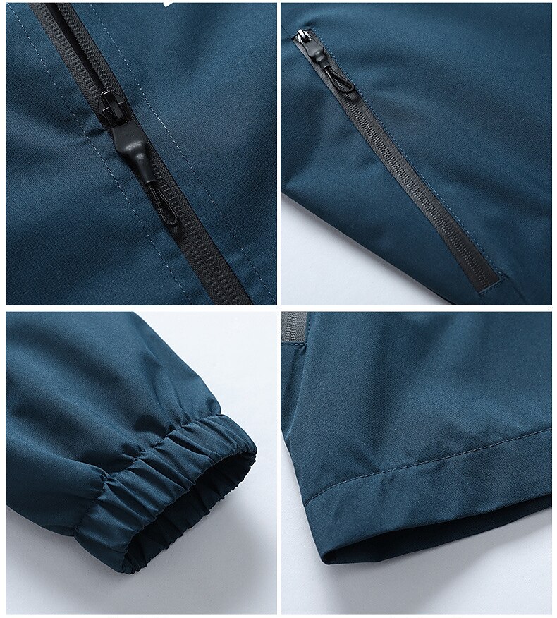 mens waterproof rain jacket gorpcore outdoor lightweight shell raincoat packable zip up hooded hiking running trench coat blue 2025 - $36.99 –P8