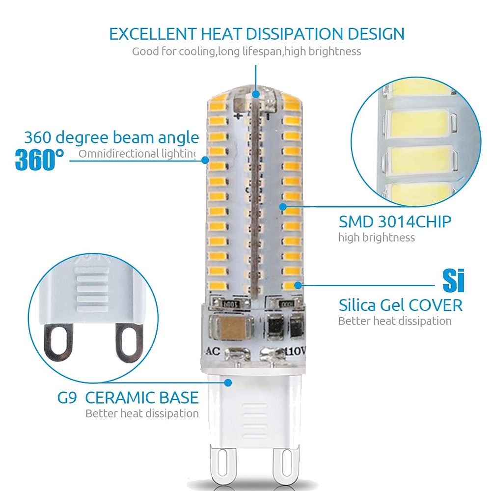 2025年 10 個 4 個 5 ワット e14 g4 g9 バイピン LED 風景電球 104leds smd 3014 500lm 50 ワットハロゲン同等家庭用照明 ac110v ac220v  コレクション – $21.99 –P10