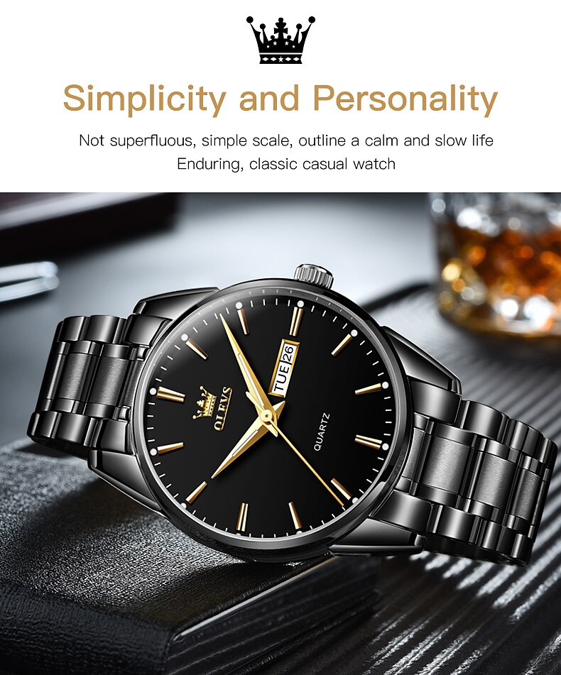 OLEVS Men Quartz Watch Calendar Minimalist Luxury Large Dial Luminous Calendar Date Week Waterproof Stainless Steel Strap Watch 2026 - $37.99 –P10