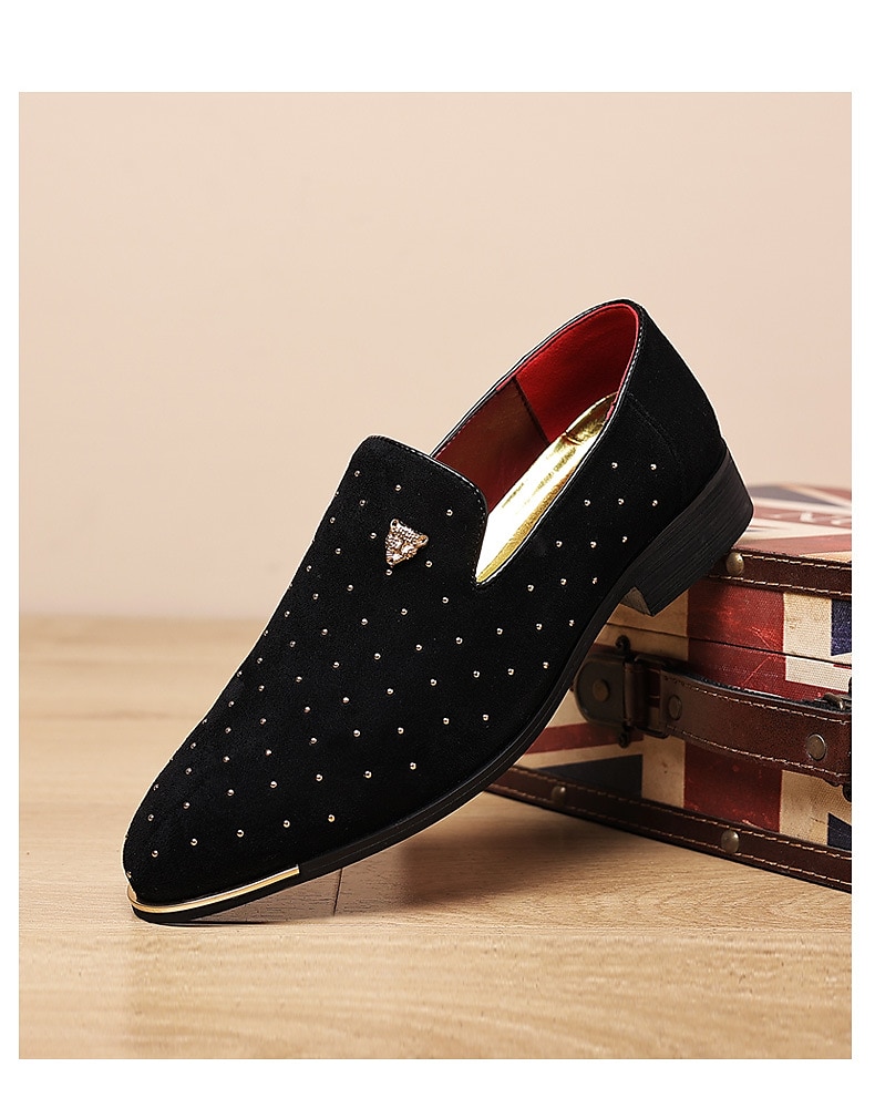 Herr Tofflor och Slip-Ons Finskor Plusstorlekar Drivskor Körande loafers Promenad Affär Klassisk Bröllop Dagligen Kontor & Karriär Mocka Bär bevis Loafers Svart Blå Vår Höst 2025 - $54.99 –P6