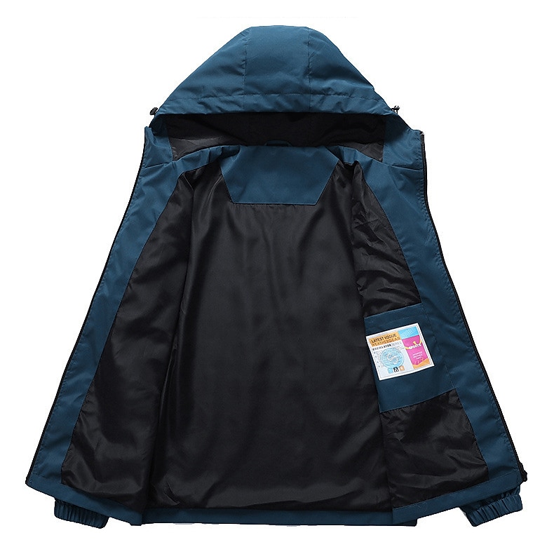 mens waterproof rain jacket gorpcore outdoor lightweight shell raincoat packable zip up hooded hiking running trench coat blue 2025 - $36.99 –P6