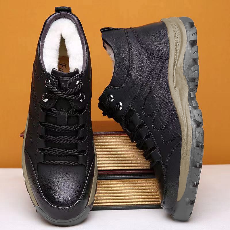 Herren Stiefel Schneestiefel Winterstiefel Komfort Schuhe Fleece-Futter Wandern Vintage Sport Klassisch Outdoor Täglich Leder Warm Stiefeletten / Stiefeletten Schnürsenkel Schwarz Braun Herbst Winter 2026 - $34.99 –P4