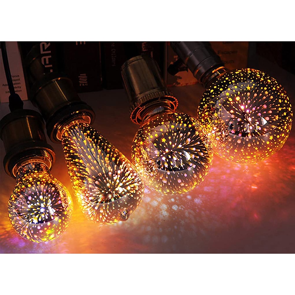 6 peças 3 peças 1 peça lâmpada 3d de fogos de artifício st64 lâmpada led 5w e27 e26 rgb fada estrela brilho decoração lâmpada festa lâmpada de vitral ac220v ac120v de 2025 por $35.85 –P4