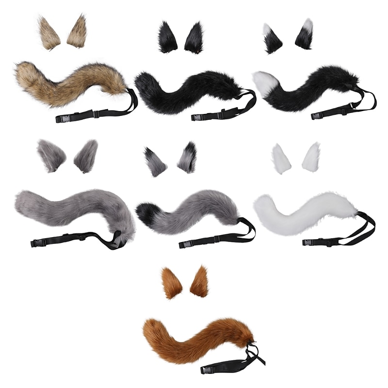 Ensemble de cosplay anime pour filles loups kawaii oreilles de renard pinces à cheveux coiffure queue en peluche pour fête de carnaval de 2026 ? $18.99 –P1