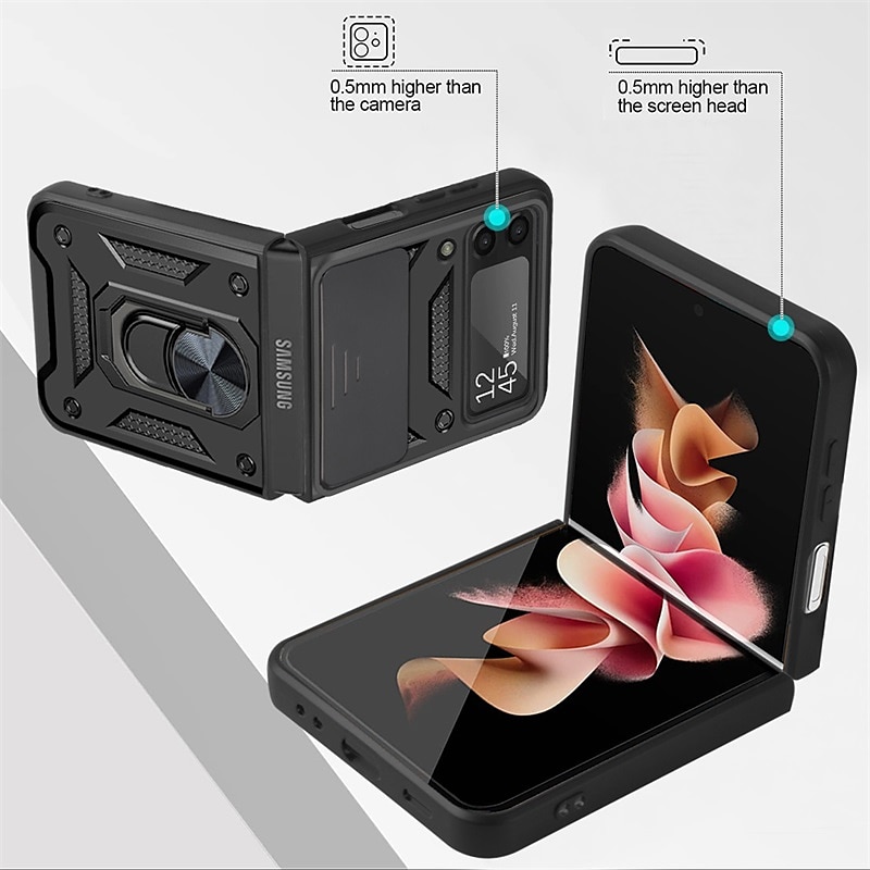Phone Case For Samsung Galaxy Z Flip 7 Z Flip 5 Z Flip 4 Z Flip 3 Heavy Duty Ring Holder Dustproof Shockproof Solid Colored TPU 2025 - $18.99 –P4