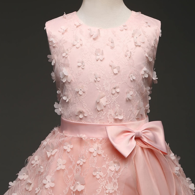 kinderkleidung Mädchen Blumenmädchen Kleid Kleid Einfarbig Ärmellos Leistung Hochzeit Party Spitze Rüschen Gitter Kuschelig Prinzessin Polyester Maxi A Linie Kleid Tüll-Kleid Blumenmädchenkleid 2025 - $40.99 –P7