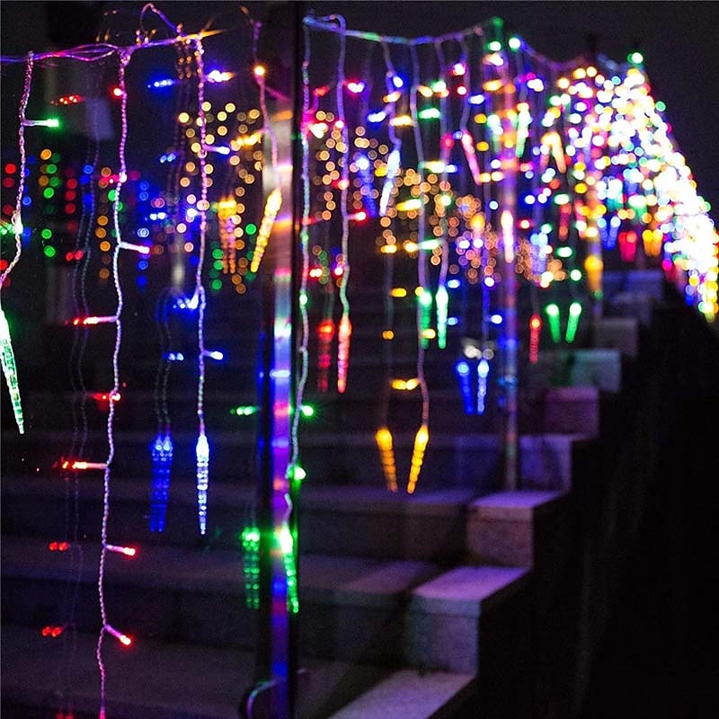 3,5 m 5 m karácsonyi füzér függöny lámpák 96 leds 216 ledes jégcsap függöny lámpák 220 V tündérfüzér fények karácsonyi újév kerti bevásárlóközpont beltéri kültéri dekoráció eu csatlakozó 2025 - $33.99 –P12