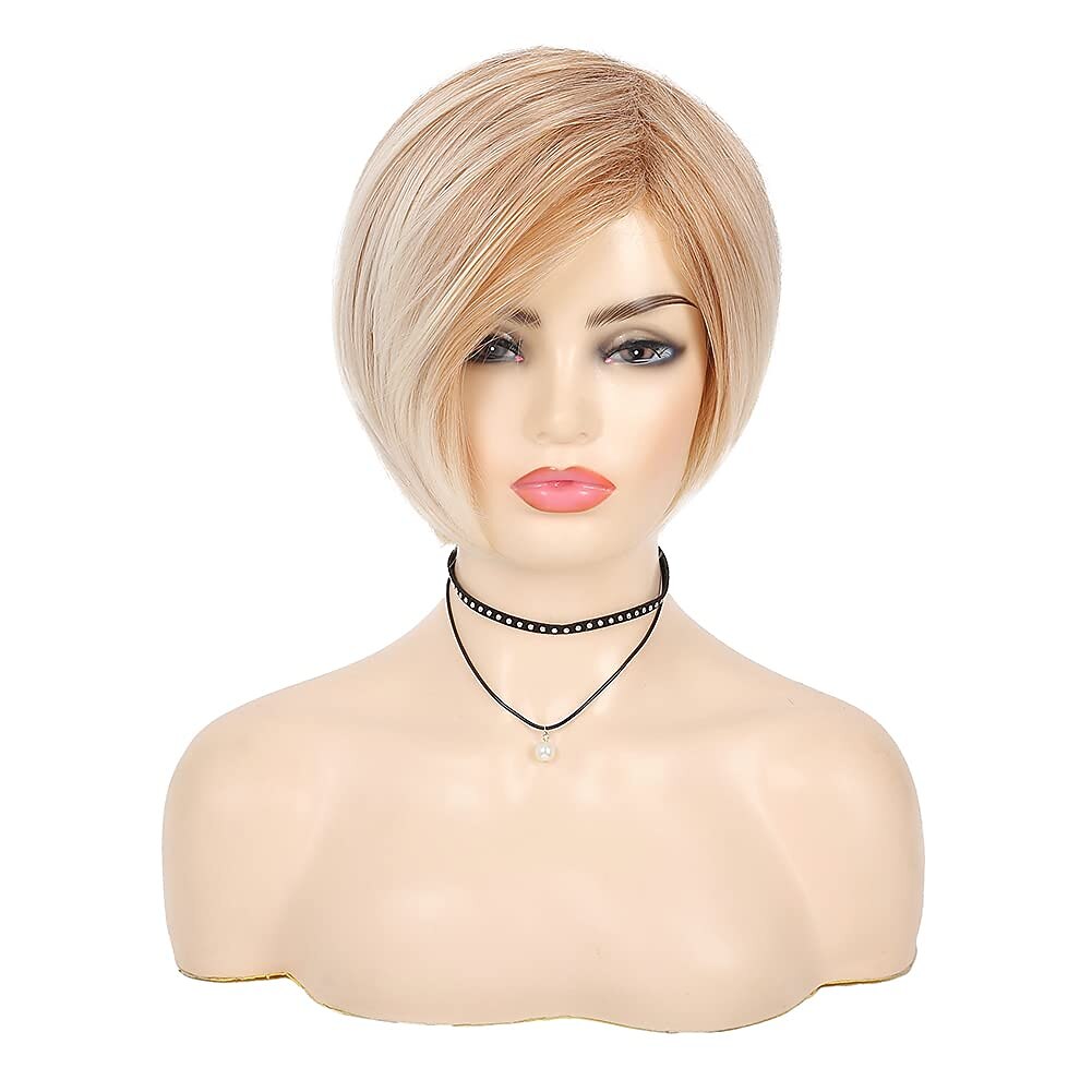 Blonde Wigs for Women Short Blonde Wigs for White Women Layered Synthetic Side Part Straight Bob Wig Halloween Party Cosplay Hair Christmas Party Wigs barbiecore Wigs 2026 - $18.99 –P3