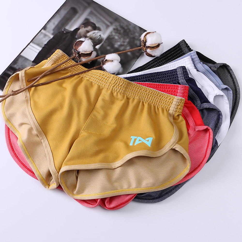 Men's 1pack Boxer Briefs Underwear Boxers Underwear Ruffle Basic Cotton Pure Color Mid Waist Black White 2025 - $12.49 –P6