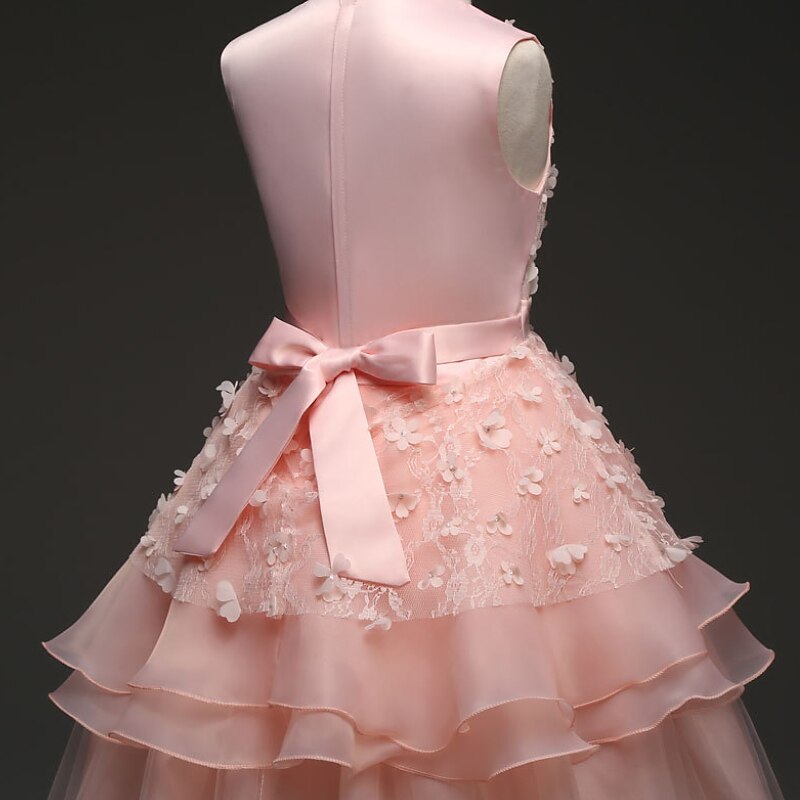 kinderkleidung Mädchen Blumenmädchen Kleid Kleid Einfarbig Ärmellos Leistung Hochzeit Party Spitze Rüschen Gitter Kuschelig Prinzessin Polyester Maxi A Linie Kleid Tüll-Kleid Blumenmädchenkleid 2025 - $40.99 –P9