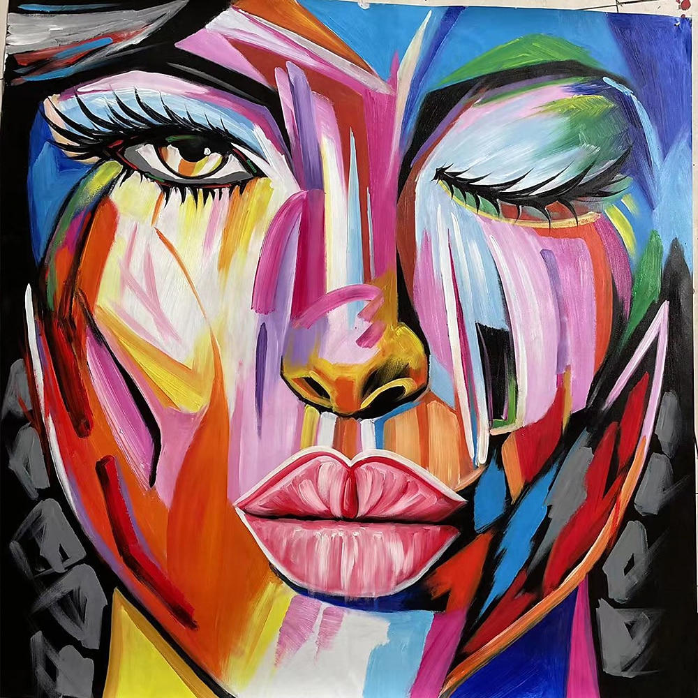 Handmade Oil Painting Canvas Wall Art Decoration Portrait Woman Abstract for Home Decor Rolled Frameless Unstretched Painting 2025 - $92.99 –P1