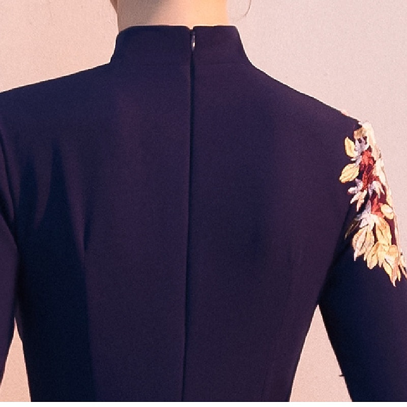 A-Line Mother of the Bride Dress Elegant Simple High Neck Floor Length Stretch Fabric Long Sleeve with Pleats Appliques 2025 free custom size 2025 - $124.99 –P3