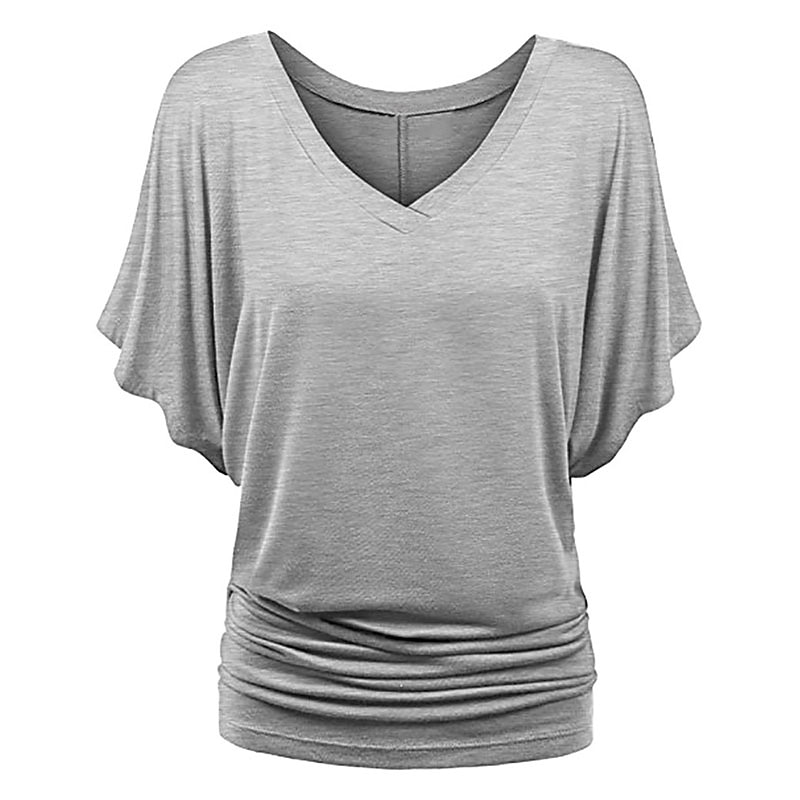 tricou de damă plus mărime tricou visiniu îmbrăcăminte de stradă ocazional preppy mânecă liliac cu mânecă cu jumătate de mânecă obișnuit topuri obișnuite cu gât în v ieșiri zilnic în weekend negru 2025 - $15.99 –P9