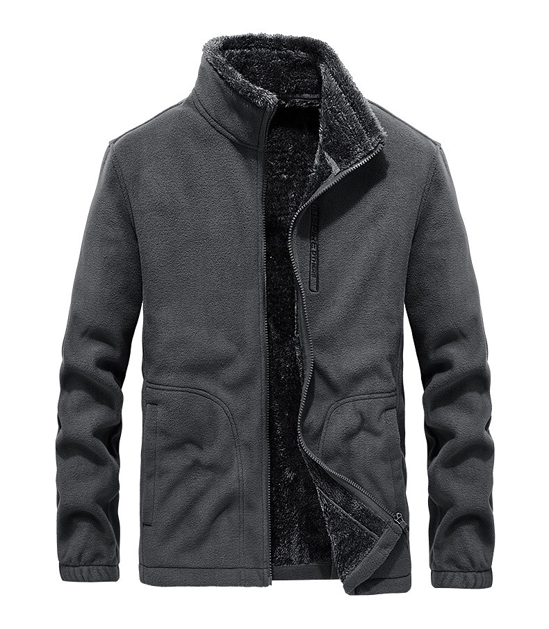 chaqueta de lana de senderismo para hombre rompevientos forro polar invierno al aire libre color sólido térmico cálido a prueba de viento ligero cuello alto prendas de vestir exteriores gabardina superior solo deslizador caza pesca escalada azul 2025 - $41.99 –P9