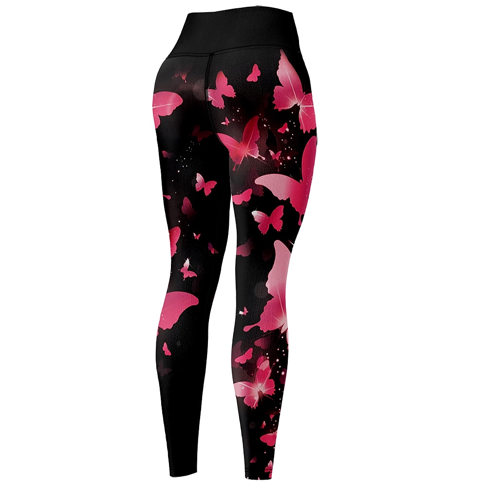 Mujer Pantalones de yoga Levantamiento de tope Control de barriga Alta cintura Entrenamiento de gimnasio Corriendo Aptitud física Calzas Cortas Mariposa Amarillo Rojo Azul Otoño Invierno Deportes 2026 - $12.99 –P5