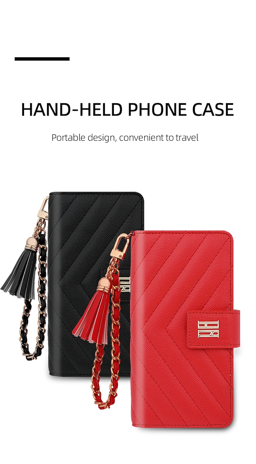 Phone Case For iPhone 15 Pro Max Plus iPhone 14 13 12 Pro Max Plus Wallet Case Zipper with Wrist Strap Card Slot Genuine Leather 2025 - $34.99 –P2