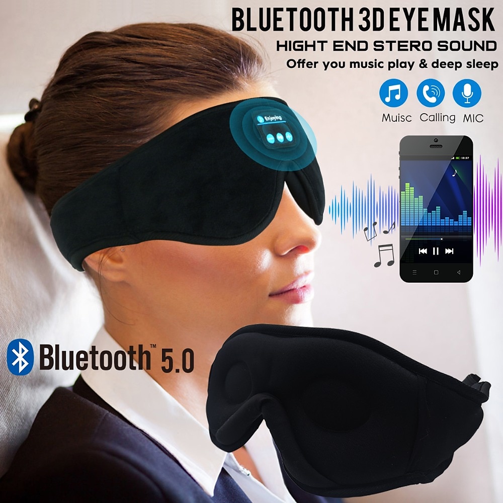 Sleep Headphones Breathable Bluetooth 5.0 Headband Sleeping  Headphones,Bluetooth 5.0 Wireless Music Eye Mask,for Side Sleepers Women  Men Office Gadgets Unique Gifts,with Adjustable Strap/Blue 