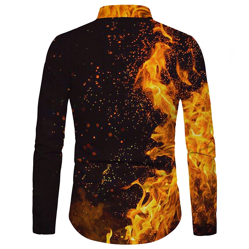 Homme Flamme Chemise Chemise boutonnée manche longue Mode Design Décontractées du quotidien Vacances Sortie Printemps été Col rabattu Impression 3D Bouton bas Jaune clair Jaune Violet Vert de 2025 ? $26.99 –P2
