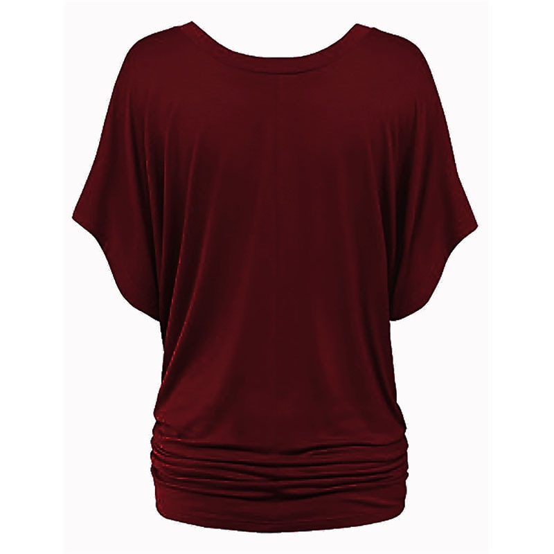 tricou de damă plus mărime tricou visiniu îmbrăcăminte de stradă ocazional preppy mânecă liliac cu mânecă cu jumătate de mânecă obișnuit topuri obișnuite cu gât în v ieșiri zilnic în weekend negru 2025 - $15.99 –P15