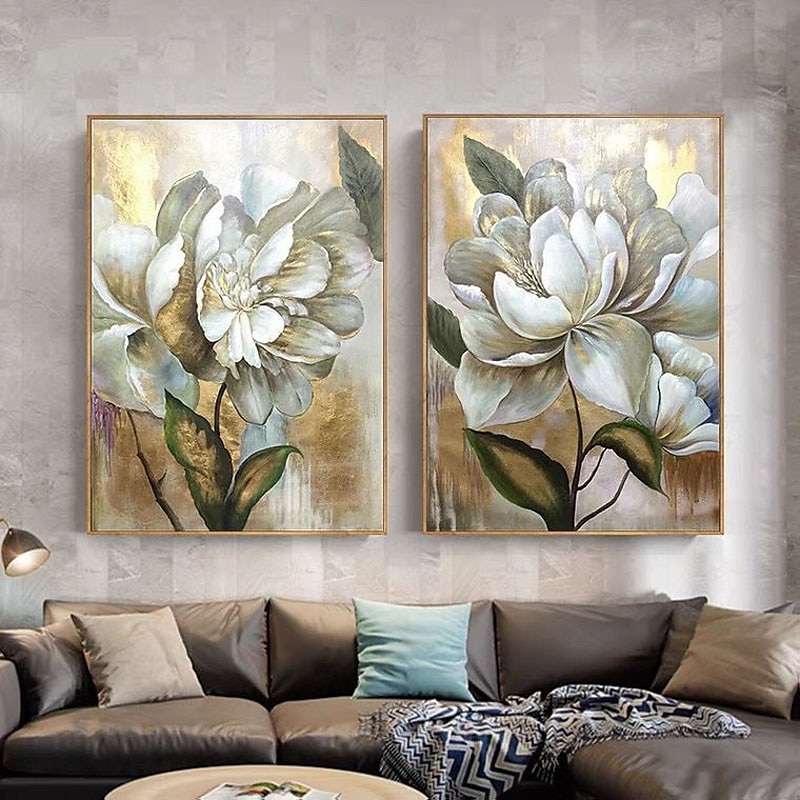 2025年 油絵手作り手描き壁アートモダン抽象金の花ギフト家の装飾の装飾ロールキャンバスフレームなしストレッチなし  コレクション – $116.99 –P2