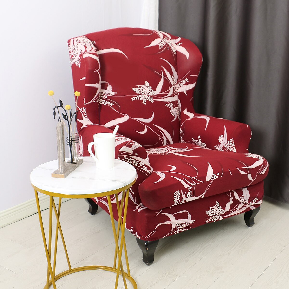 1 Set of 2 Pieces Floral Printed Stretch Wingback Chair Cover Wing Chair Slipcovers Spandex Fabric Wingback Armchair Covers with Elastic Bottom for Living Room Bedroom Decor 2025 - $25.99 –P14