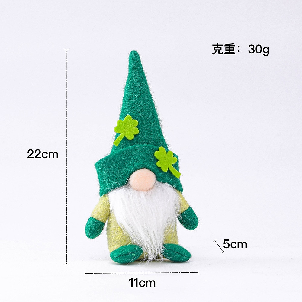 NUOBESTY St Patricks Day Gnome Decoration Plush Gnome Tomte Swedish Tomte Scandinavian Gnomes Tomte Nordic Gnome Figurine Holiday Elf Ornament for Home Fireplace Desktop Green 2pcs