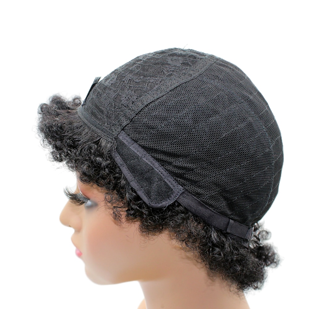 parrucca di capelli umani remy afro riccio parte laterale naturale designer parrucca afro-americana senza cappuccio capelli cinesi delle donne nero 6 pollici da sera da sera festa / serata del 2026 a $39.99 –P4