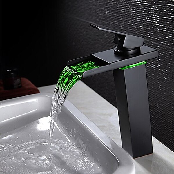 rubinetto da bagno con maniglia singola, rubinetti per vasca da bagno monoforo in bronzo lucidato a olio/cascata/centrale, rubinetto per lavabo in ottone con acqua calda e fredda del 2025 a $129.99 –P5