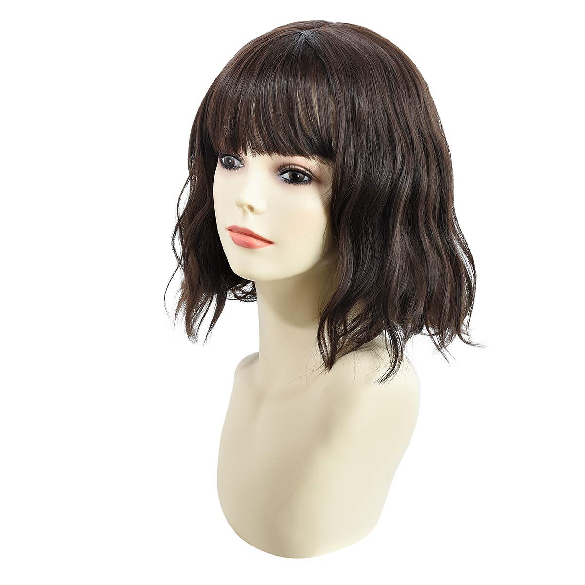 peruci albastre pentru femei perucă ondulată cu cap ondulat cu breton perucă mov cu gradient natural păr sintetic lungimea umărului perucă păr scurt creț 8 inch (aproximativ 20 cm) peruci pentru 2025 - $23.99 –P5