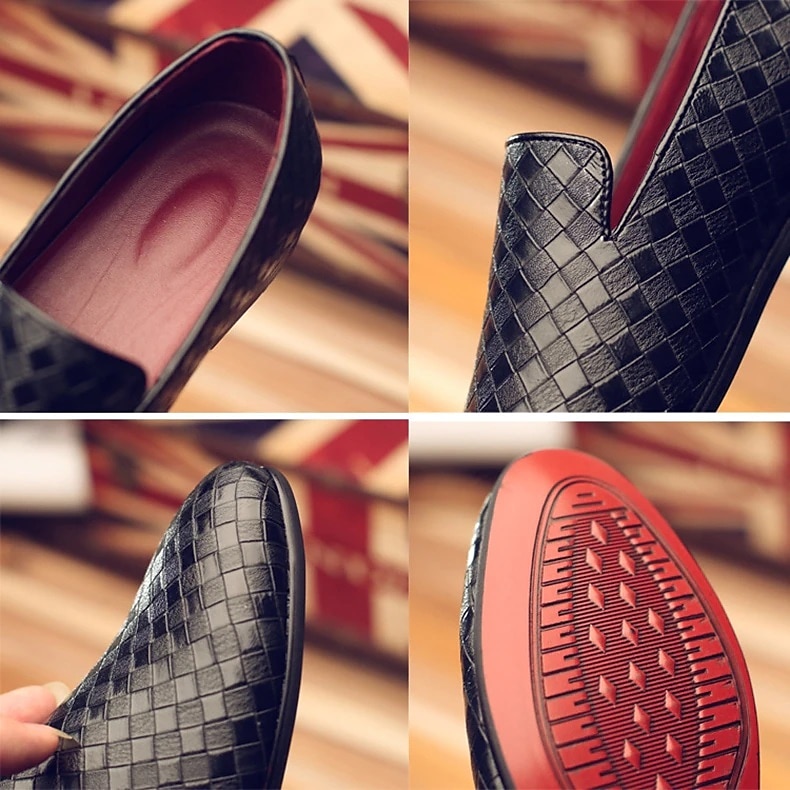 blå vevde loafers i imitert skinn for menn - stilige slip-on sko for formelle og uformelle anledninger 2025 - $42.99 –P1
