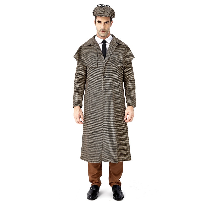 Retro Řvoucí 20s 20. léta 20. století Kabát Maškarní Čepice lovců na jeleny Sherlock Holmes Maškarní kostým Pánské Karneval Plesová maškaráda Párty Plesová maškaráda Dospělé Kabát Klobouk Podzim zima 2025 - $100.99 –P1