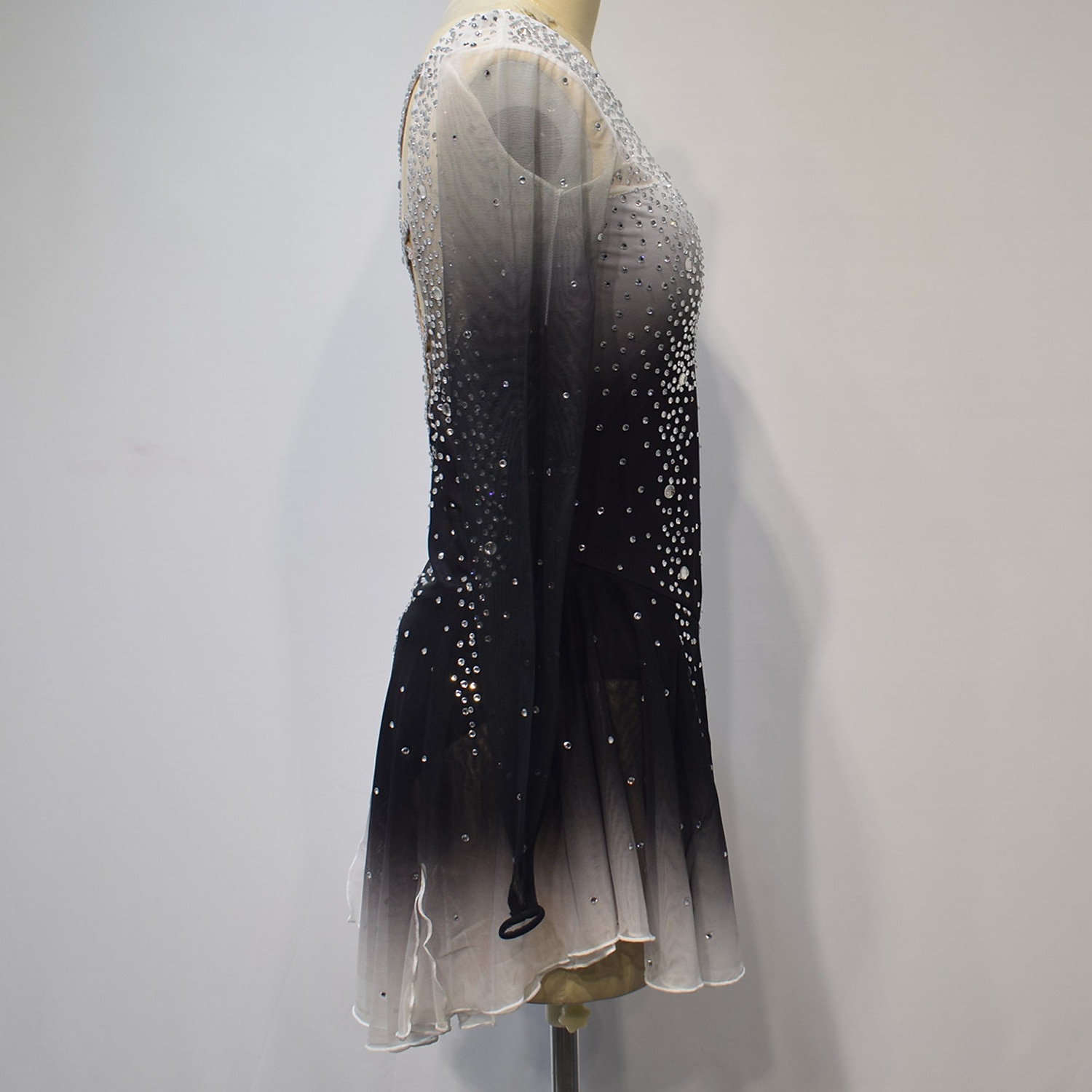 Eiskunstlaufkleid Damen Mädchen Eislaufen Kleider Austattungen Weiß Gelb Rosa Halo-Färbung Gitter Spandex Hochelastisch Wettbewerb Eiskunstlaufkleidung Kristalle Langarm Eislaufen Eiskundstlauf 2026 - $202.49 –P7