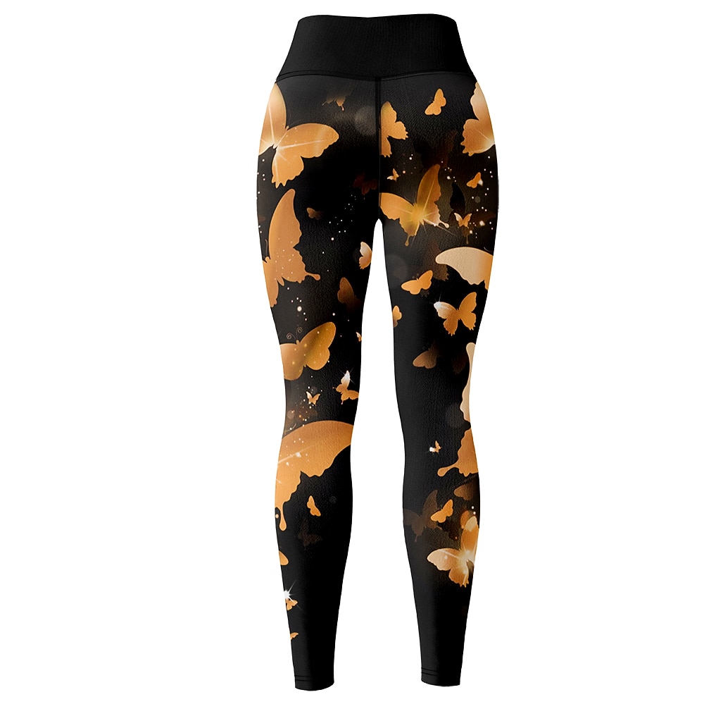 Mujer Pantalones de yoga Levantamiento de tope Control de barriga Alta cintura Entrenamiento de gimnasio Corriendo Aptitud física Calzas Cortas Mariposa Amarillo Rojo Azul Otoño Invierno Deportes 2026 - $12.99 –P8
