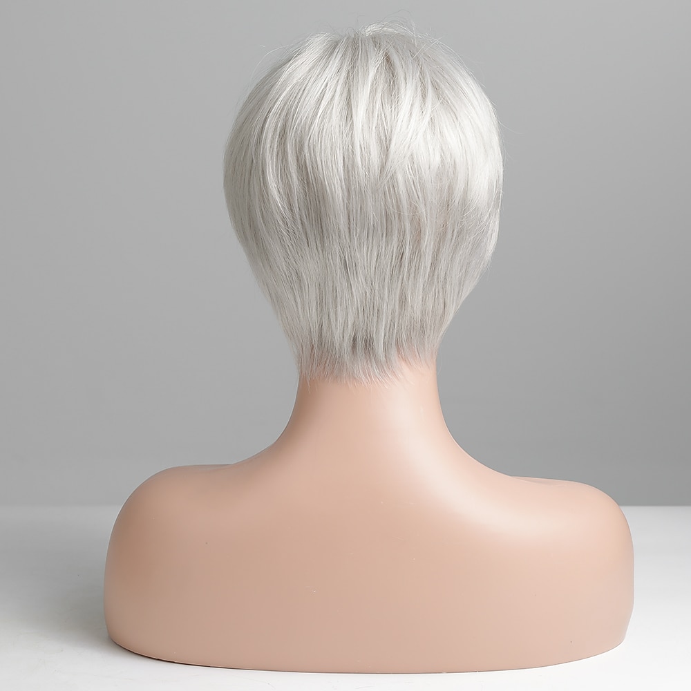 Mezcla de cabello humano Peluca Corta Recto Corte Pixie Peinados cortos 2020 Corte Recto Corto Parte lateral Hecho a Máquina Mujer Negro natural # 1B castaño medio Rubio fresa / Rubio Claro 8 pulgadas 2025 - $45.99 –P5