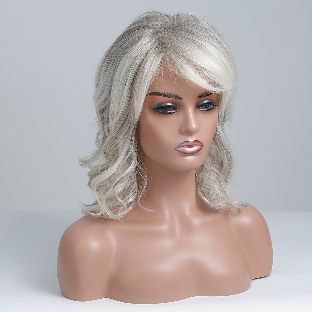 Body Wave Human Hair Wigs with Bangs for White Women 130% Density Full Machine Made None Lace Front Wigs Human Hair #T1B/Grey Wigs with Bangs Short Body Wave Wig 2025 - $93.99 –P3