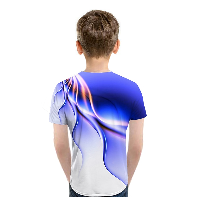 barn pojkar 3d yrsel t-shirt kortärmad regnbåge optisk illusion färgblock 3d-tryck blå lila svart barn toppar sommar basic streetwear sport 2025 - $11.99 –P9