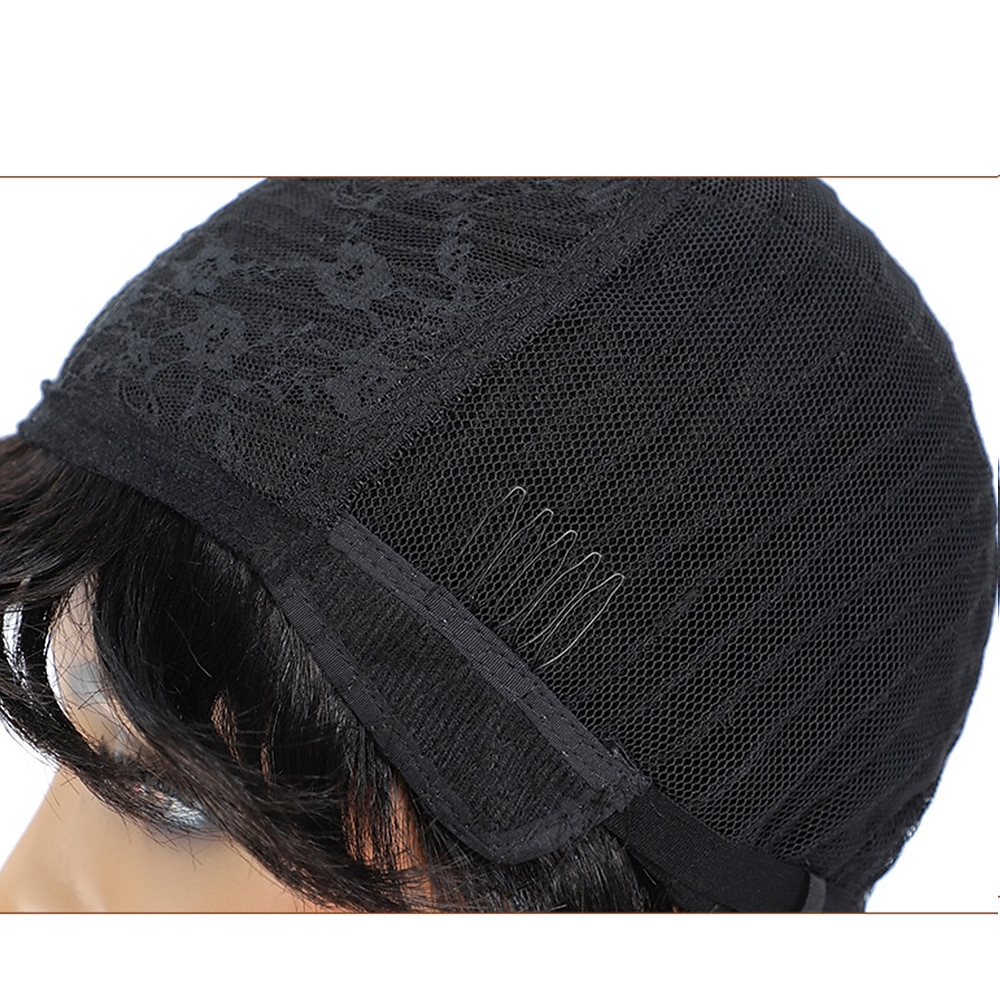 Cheveux Naturel humain Perruque Court Afro Bouclé Coupe Pixie Noir naturel Femmes Fête Mode Sans bonnet Cheveux Brésiliens Femmes Noir Vacances Fête / Soirée Quotidien de 2025 ? $39.99 –P7