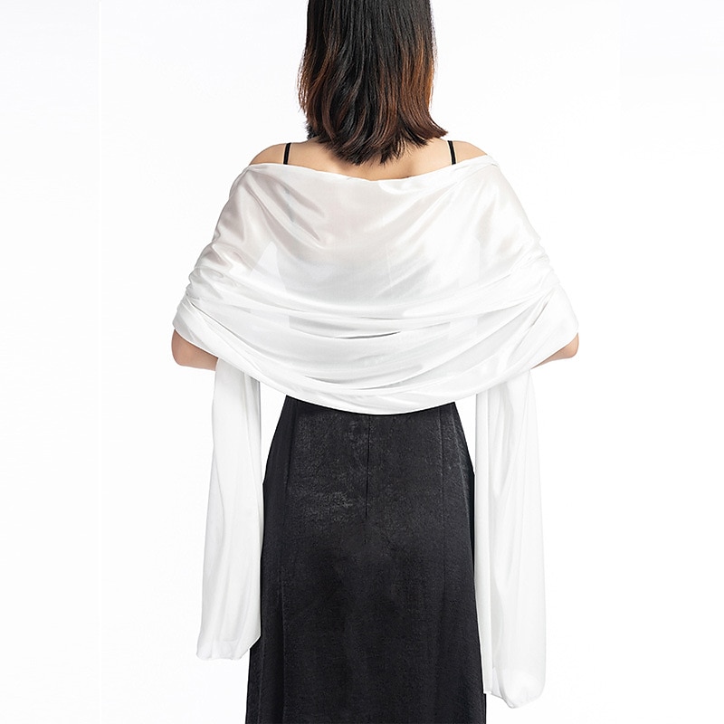 sciarpa da donna in imitazione seta trasparente, mantello, scialle lungo, tinta unita, per festa di nozze, elegante e scintillante&amp;abito da sposa con sciarpa damigella d'onore splendente per del 2025 a $23.99 –P1