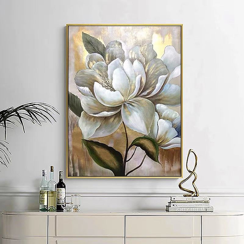 2025年 油絵手作り手描き壁アートモダン抽象金の花ギフト家の装飾の装飾ロールキャンバスフレームなしストレッチなし  コレクション – $116.99 –P1