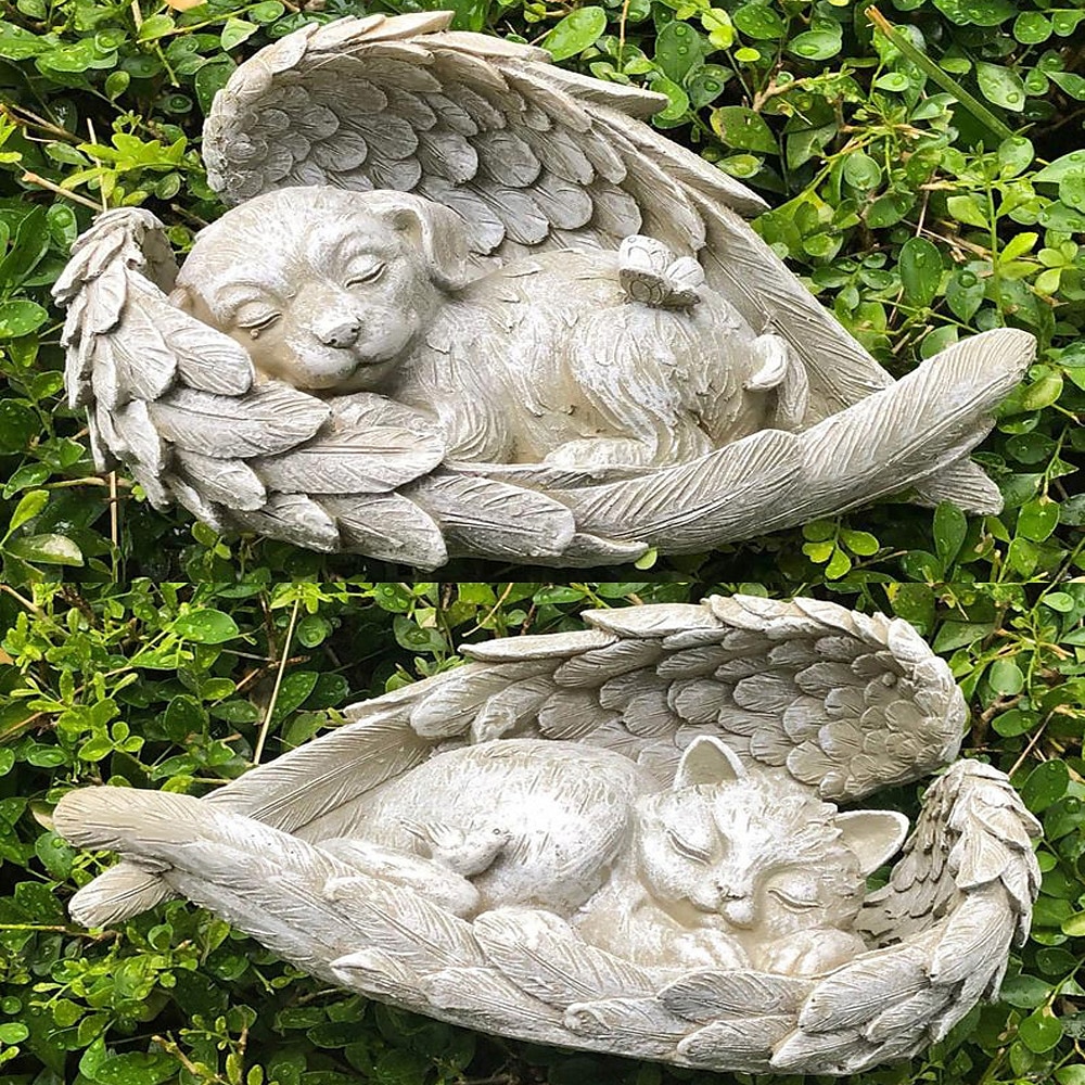 enkeli lemmikki kissa koira muisto hartsi muistolahjat hautamerkit lemmikkipatsas muistomerkki ornamentti puutarhan sisustus 2025 - $37.99 –P7