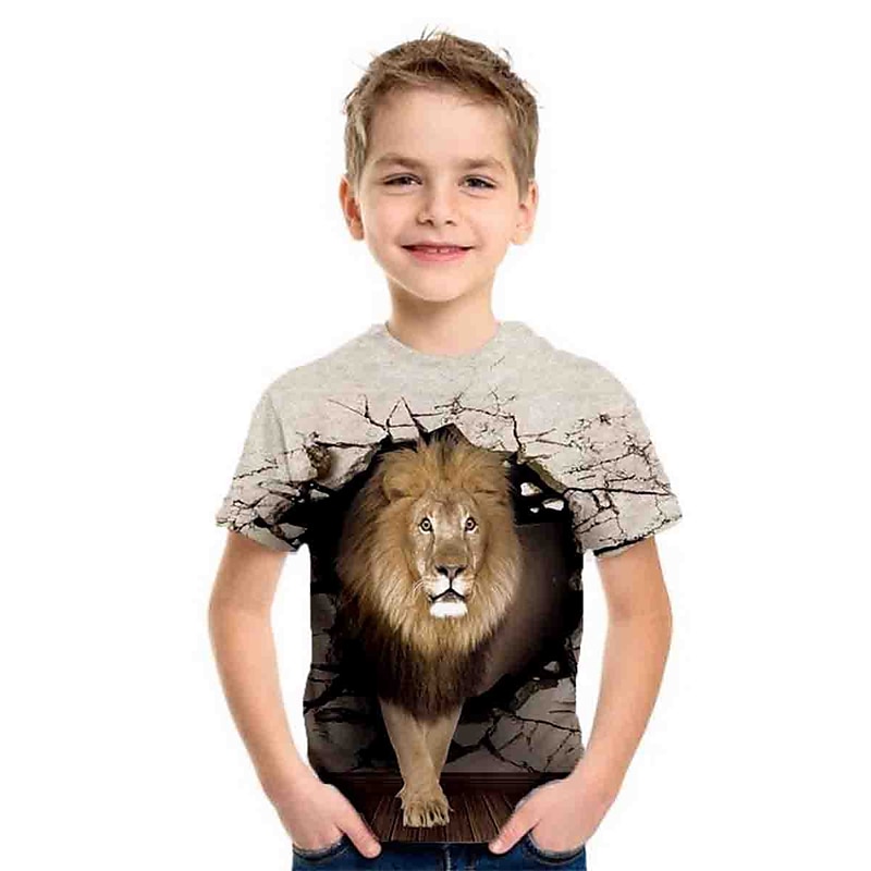 Barn Pojkar T-shirt Kortärmad Ljusblå Sjöblå Marin 3D-tryck Dinosaurie Djur Skola Dagligen Inomhus Grundläggande Häftig 3-12 år / Sommar 2025 - $11.99 -P17