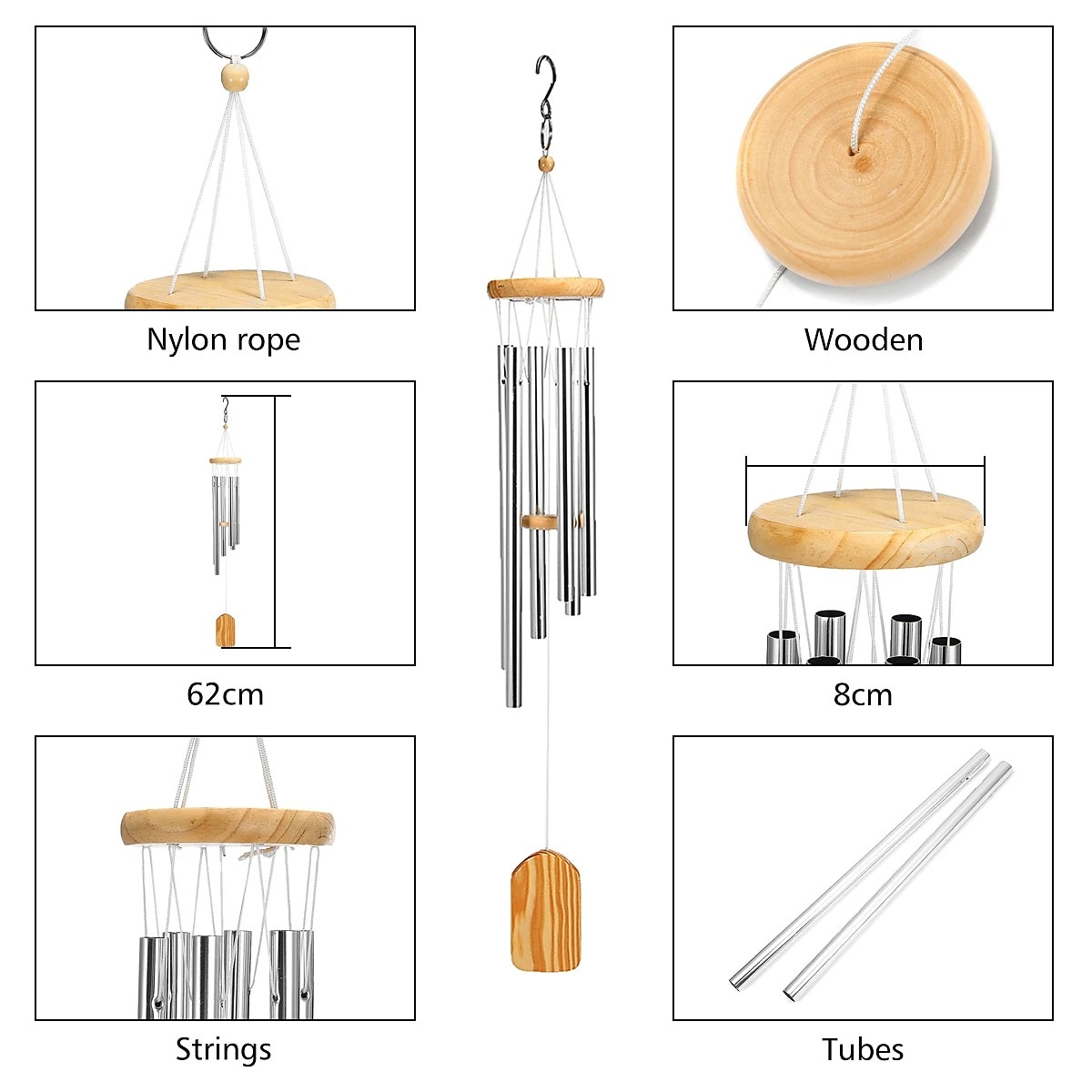 Wind Chimes with 6 Aluminum Tubes Wooden Wind Bell Memorial Wind Chimes Best Gift Chimes Decor for Garden Patio Outdoor Hanging Decor 2026 - $19.99 –P3