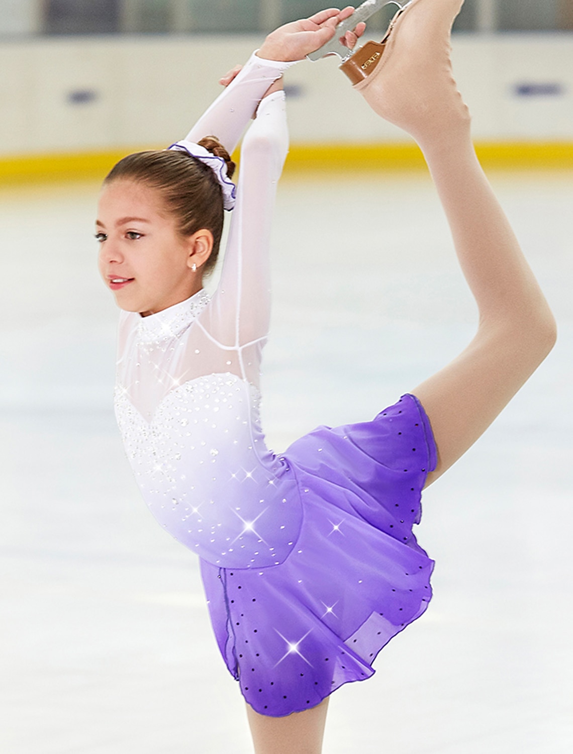 Free shipping New  Ice Figure Skating Dress For Competition Purple 