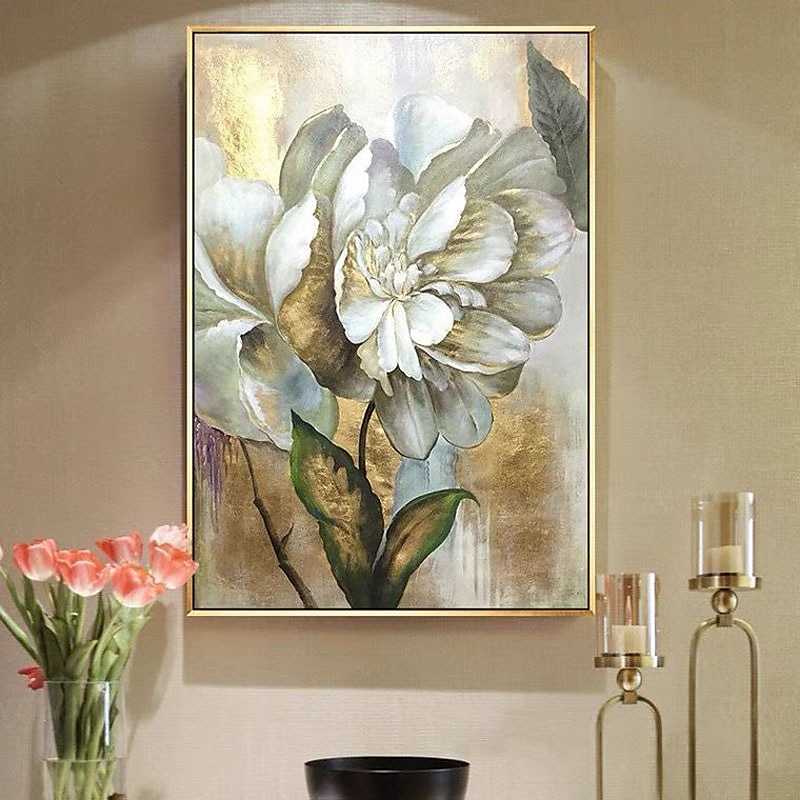 2025年 油絵手作り手描き壁アートモダン抽象金の花ギフト家の装飾の装飾ロールキャンバスフレームなしストレッチなし  コレクション – $116.99 –P3