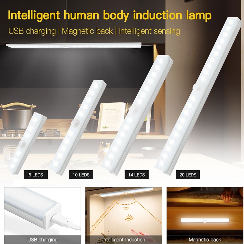 2025年 LEDピルモーションセンサーランプ 食器棚ワードローブ ベッド ランプ キャビネット 常夜灯下クローゼット 階段 スマートライト  コレクション – $16.49 –P6