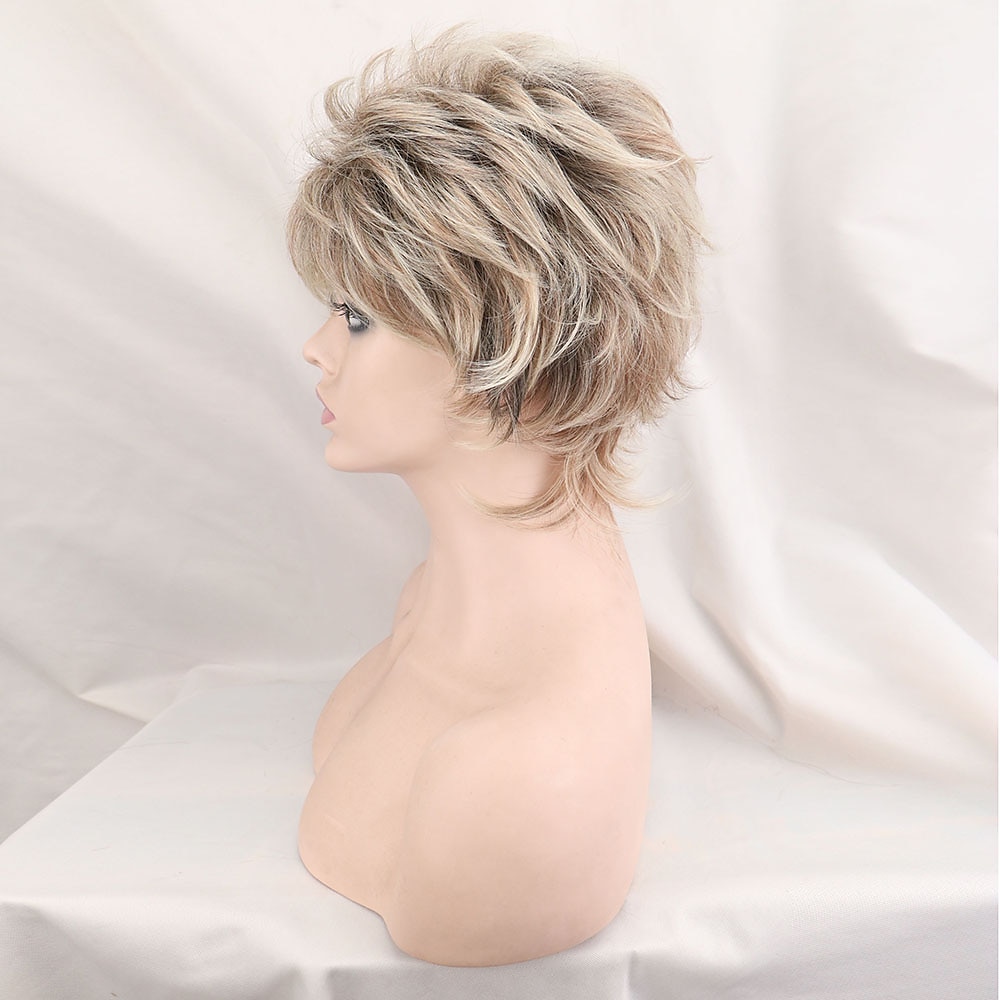 pixie cut pruik bruine pruiken voor vrouwen synthetische pruik korte vrouwen donkere wortels blonde pruiken blonde medium pruiken 6 inch 2025 - $21.99 –P4