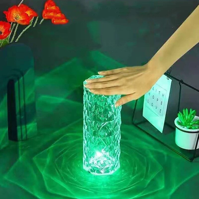Led Crystal Lampe de Table Rose Light Projecteur 16 Couleurs Touch