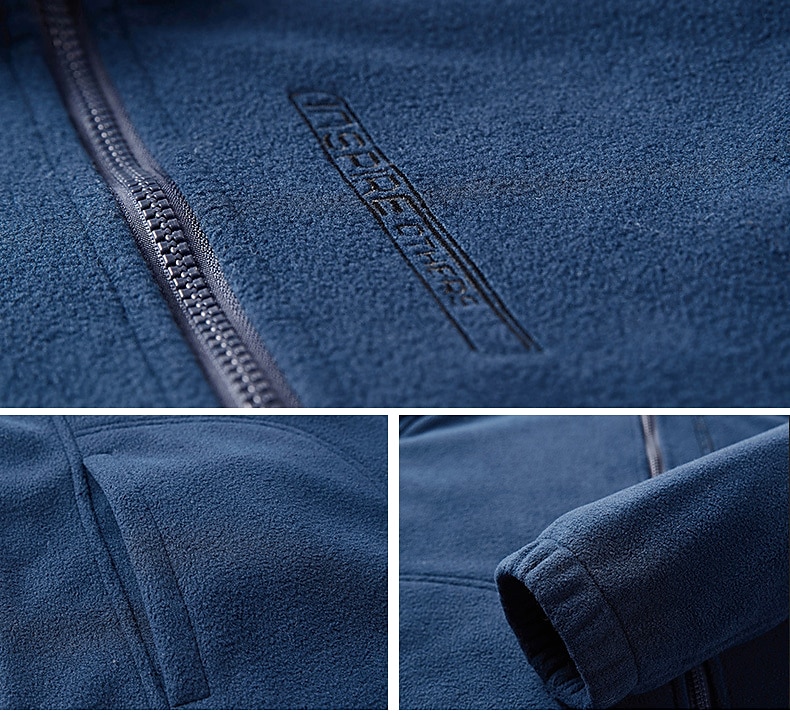 chaqueta de lana de senderismo para hombre rompevientos forro polar invierno al aire libre color sólido térmico cálido a prueba de viento ligero cuello alto prendas de vestir exteriores gabardina superior solo deslizador caza pesca escalada azul 2025 - $41.99 –P5