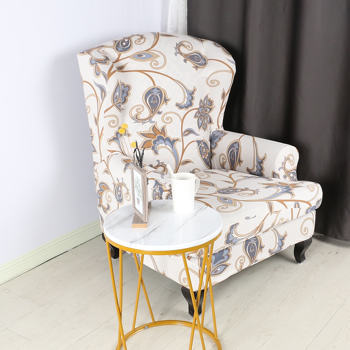 1 Set of 2 Pieces Floral Printed Stretch Wingback Chair Cover Wing Chair Slipcovers Spandex Fabric Wingback Armchair Covers with Elastic Bottom for Living Room Bedroom Decor 2025 - $25.99 –P4